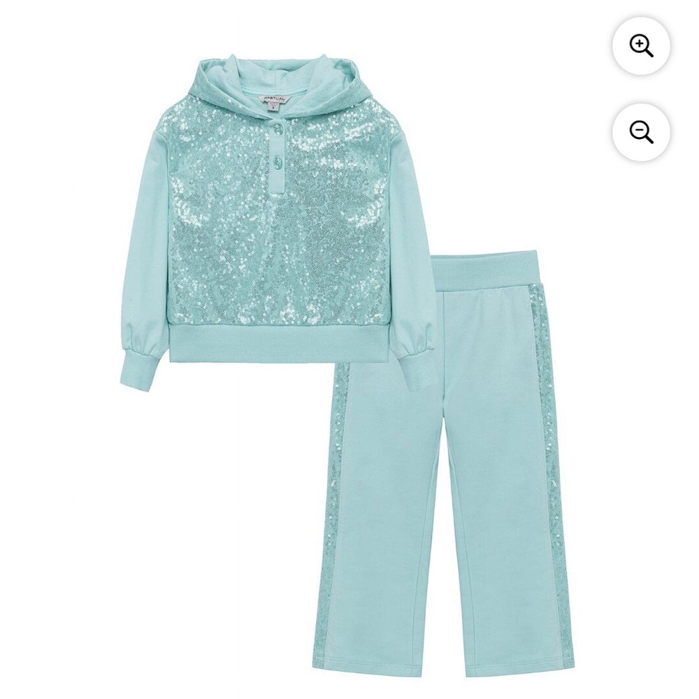 NWT Habitual Girls Allover Sequins Aqua Two Piece Pant Set Size 18 MO